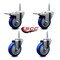 Service Caster 4 Inch Blue Polyurethane Swivel 58 Inch Threaded Stem Caster Set 2 Total Lock Brakes SCC-TSTTL20S414-PPUB-BLUE-58212-2-S2 - alternate 2